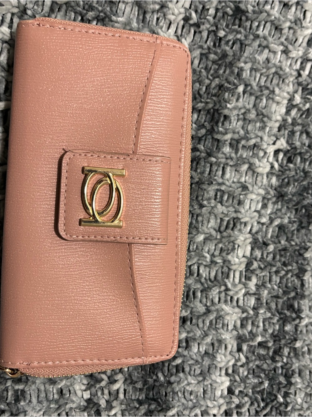 Leather Pink Women's Wallet with Gold Accent